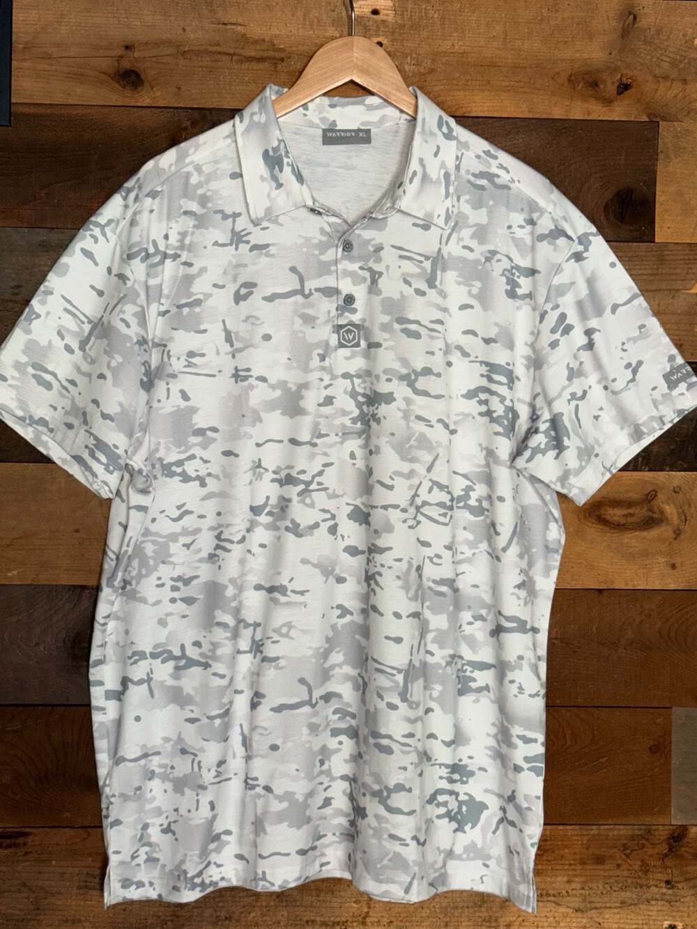 Warrior Sport Gray and White Camo Performance Golf Polo XL